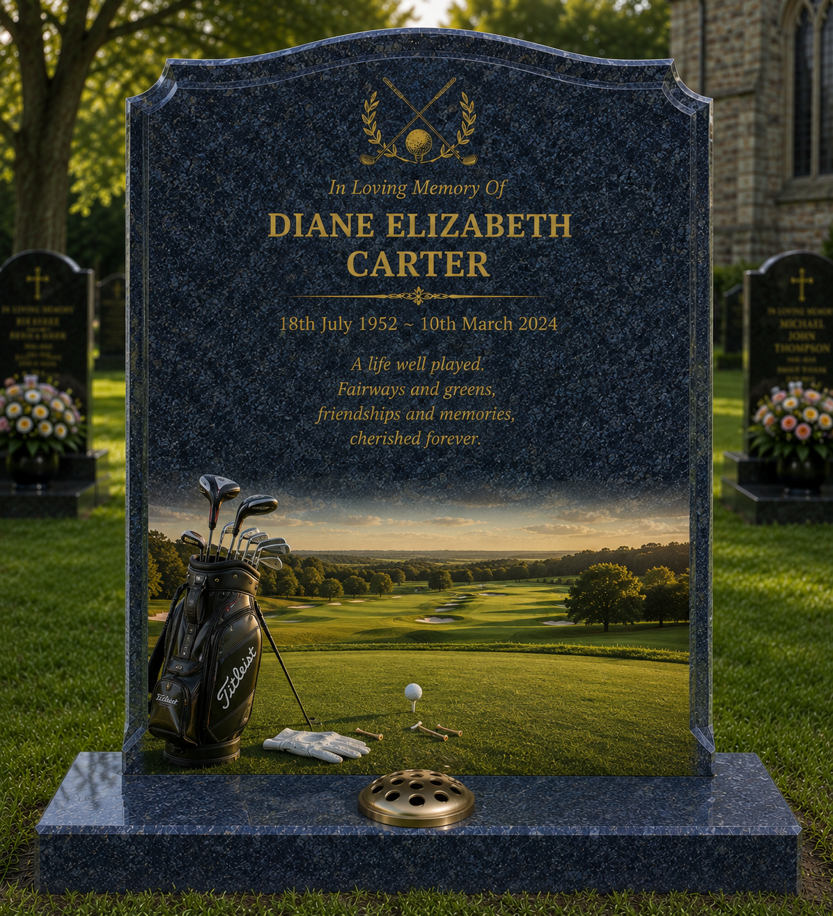 Golf Memorials Design 5, personalised memorial design by Magic Memorials, HD0875
