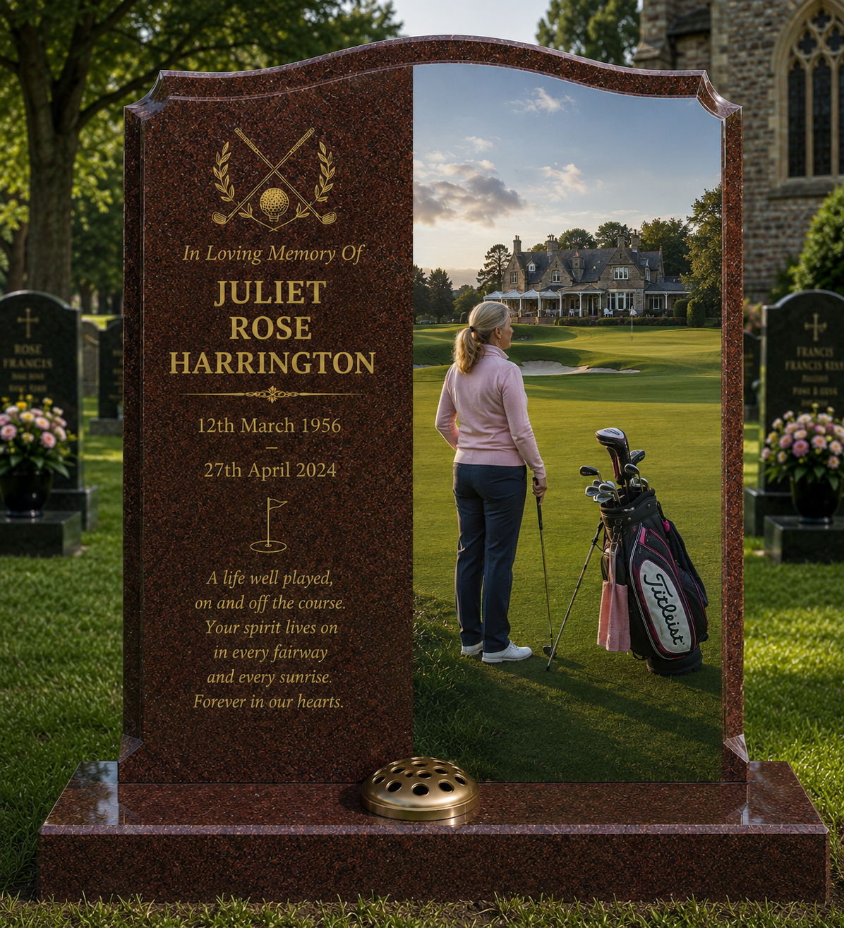 Golf Memorials Design 7, personalised memorial design by Magic Memorials, HD0877