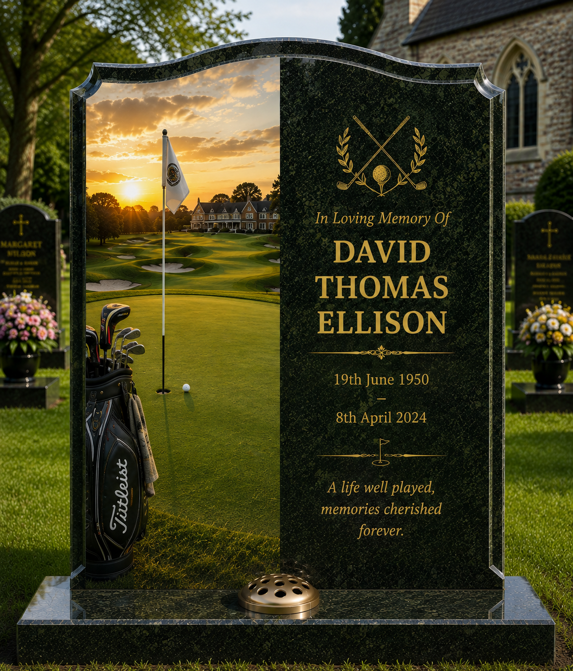 Golf Memorials Design 8, personalised memorial design by Magic Memorials, HD0878