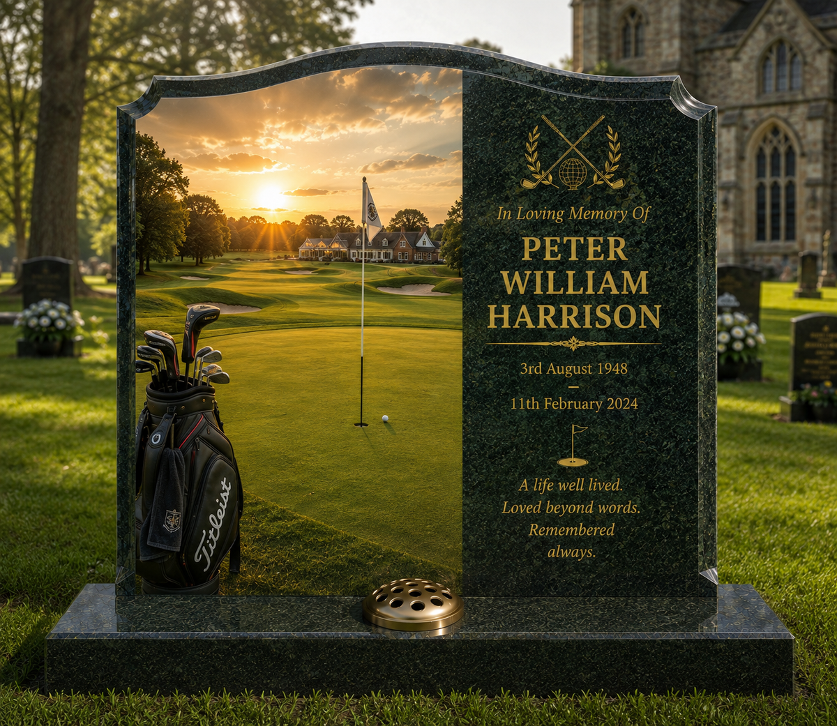 Golf Memorials Design 10, personalised memorial design by Magic Memorials, HD0880