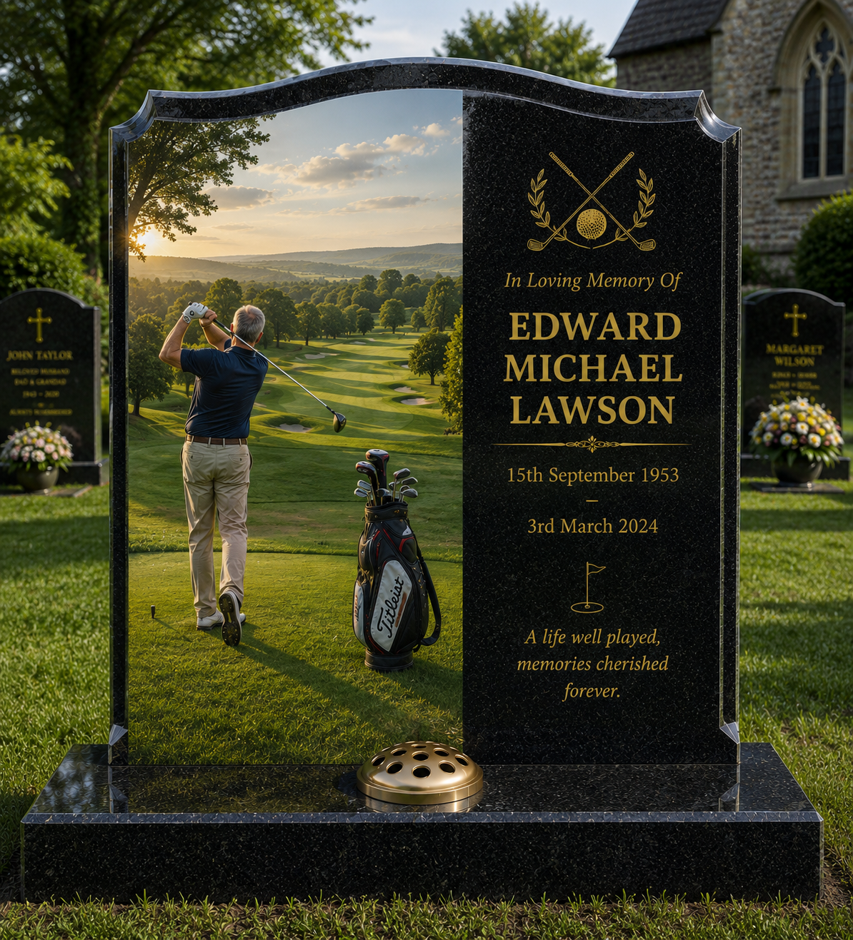 Golf Memorials Design 11, personalised memorial design by Magic Memorials, HD0881