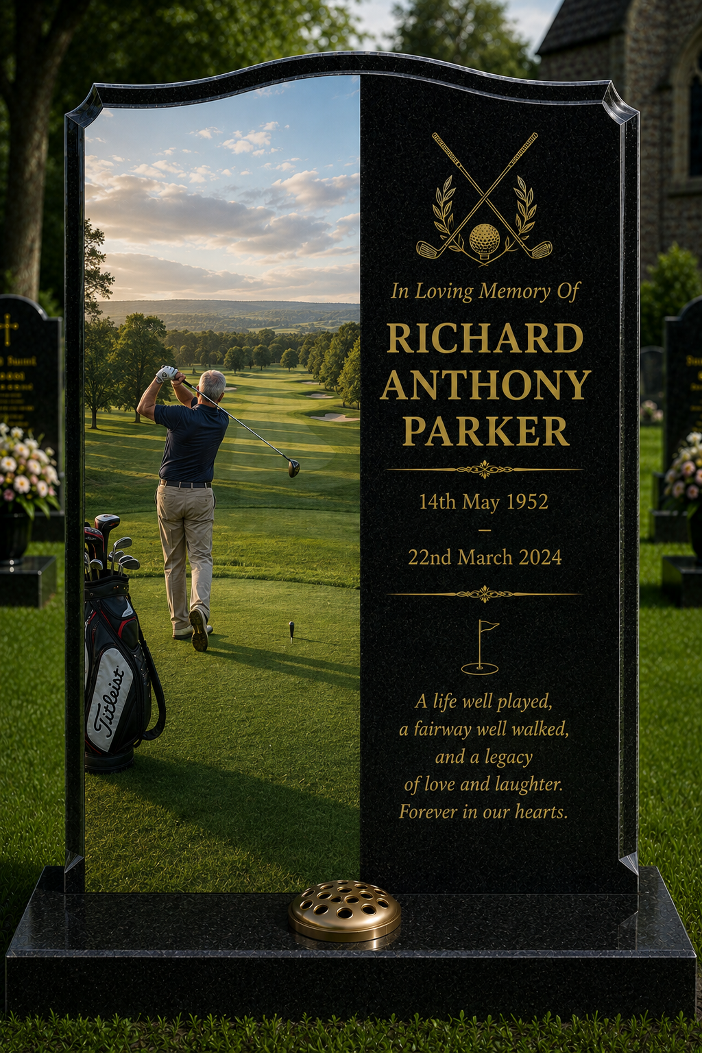Golf Memorials Design 12, personalised memorial design by Magic Memorials, HD0882