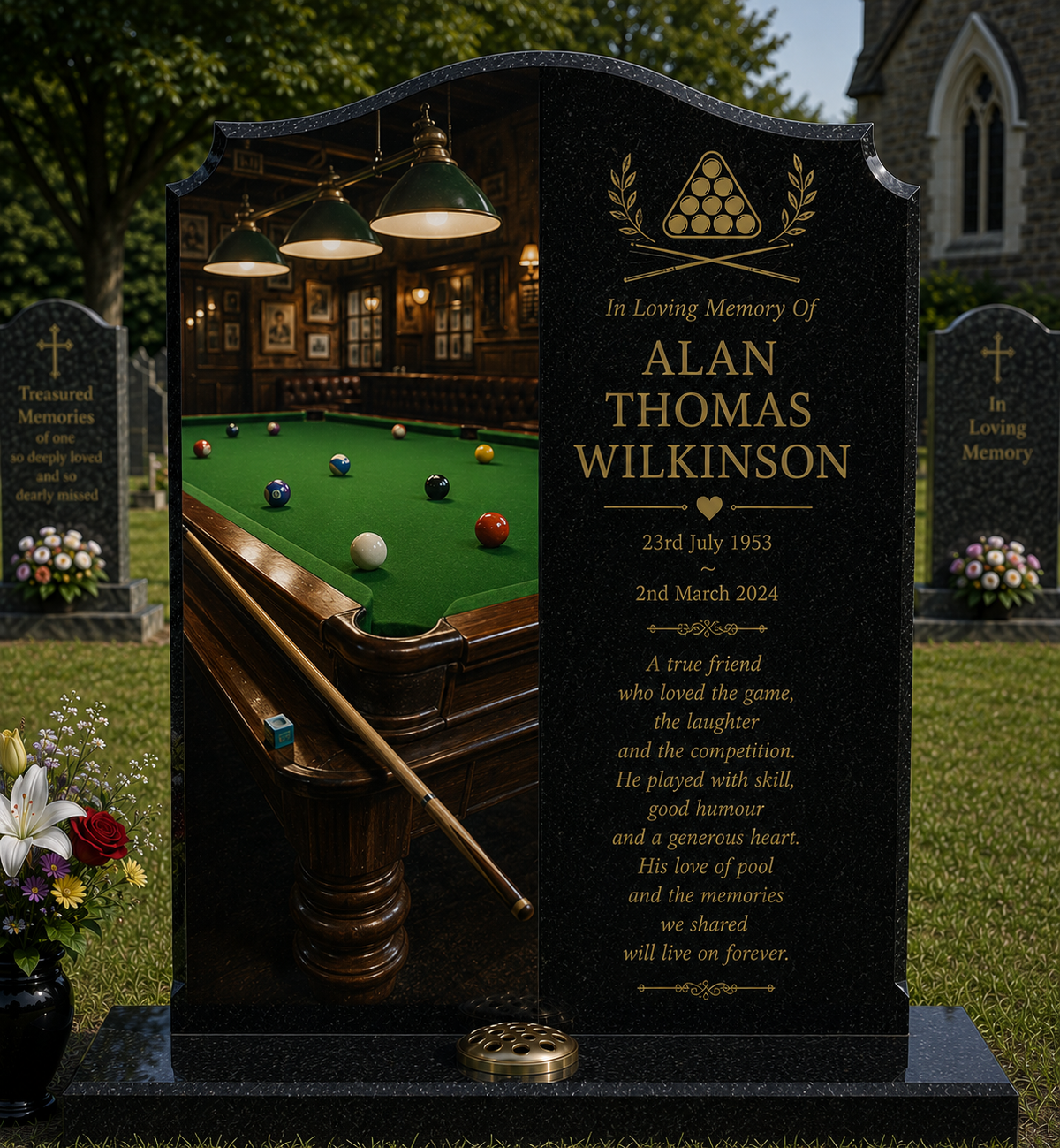 Games & Social Hobbies Memorials Design 2, personalised memorial design by Magic Memorials, HD0907