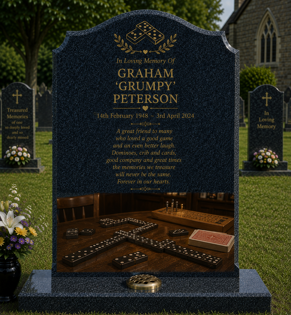 Games & Social Hobbies Memorials Design 3, personalised memorial design by Magic Memorials, HD0908