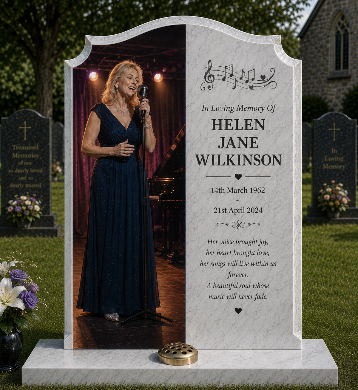 Music & Musicians Memorials Design 1, personalised memorial design by Magic Memorials, HD0917