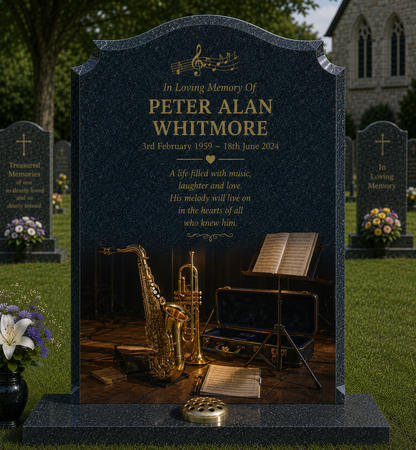 Music & Musicians Memorials Design 2, personalised memorial design by Magic Memorials, HD0918