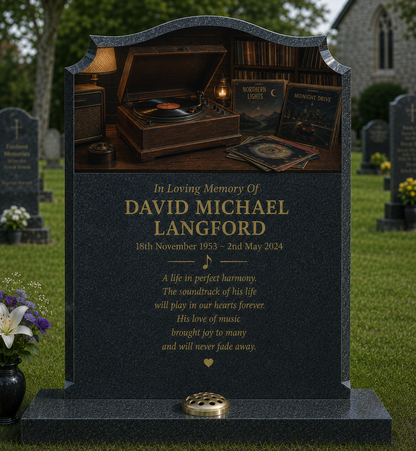 Music & Musicians Memorials Design 3, personalised memorial design by Magic Memorials, HD0919