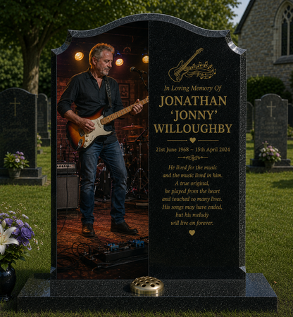 Music & Musicians Memorials Design 6, personalised memorial design by Magic Memorials, HD0922