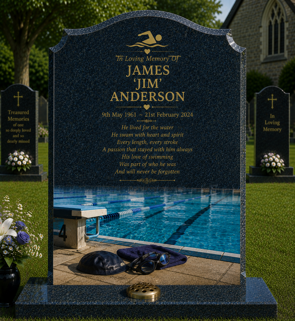 Traditional & Team Sports Memorials Design 2, personalised memorial design by Magic Memorials, HD0934