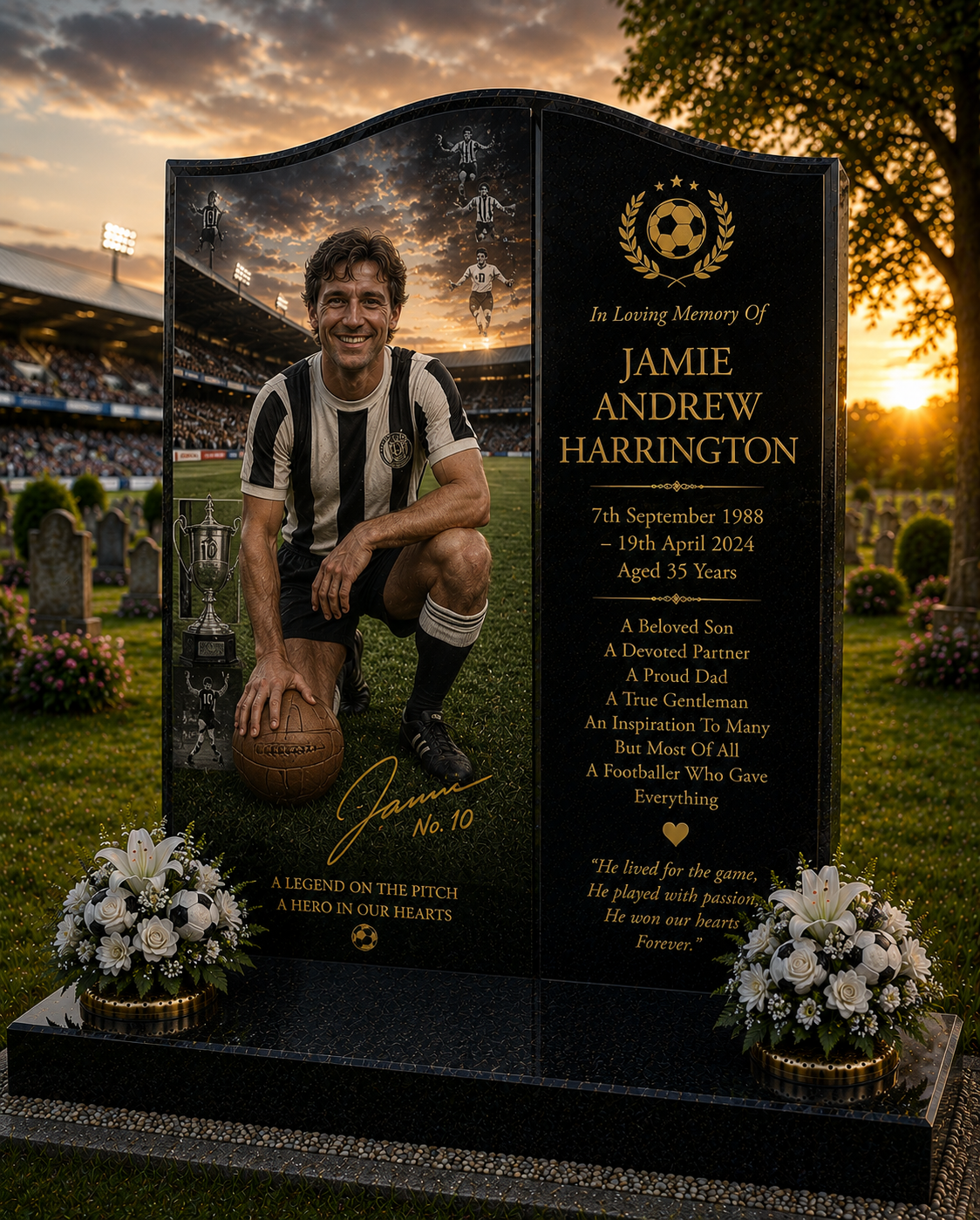 Traditional & Team Sports Memorials Design 6, personalised memorial design by Magic Memorials, HD0938