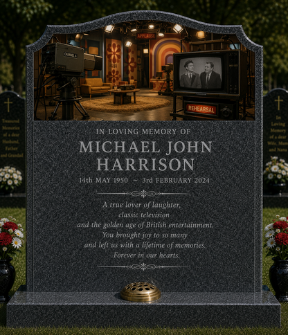 Comedy & British TV Design 3, personalised memorial design by Magic Memorials, HD0964