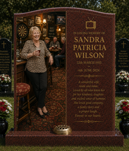 Comedy & British TV Design 4, personalised memorial design by Magic Memorials, HD0965