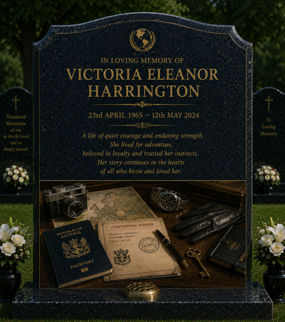 Action & Spy Film Memorials Design 3, personalised memorial design by Magic Memorials, HD0969