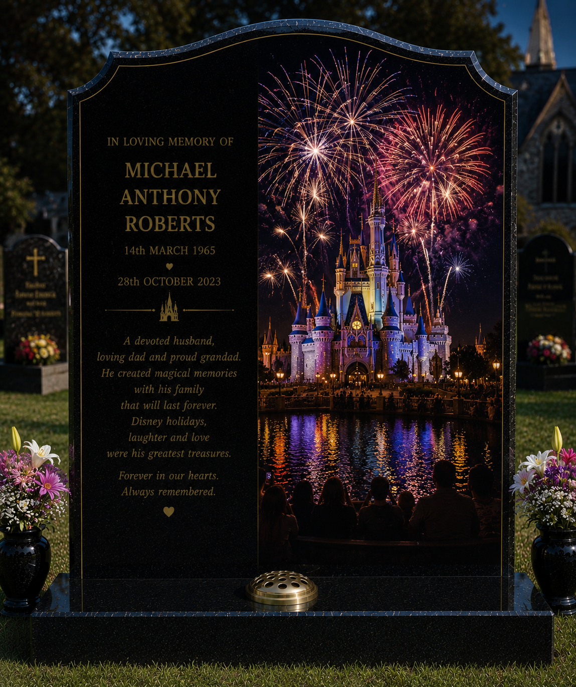 Disney, Animation & Family Film Memorials Design 5, personalised memorial design by Magic Memorials, HD0978