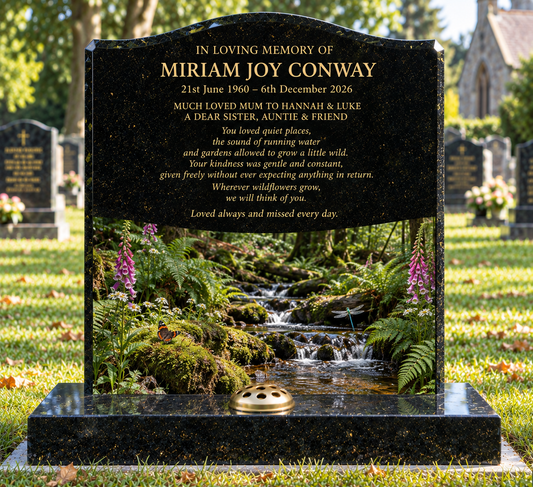 Nature Inspired Memorials Design 2, personalised memorial design by Magic Memorials, HD1417