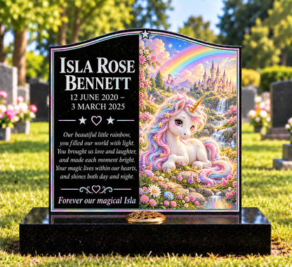 Rainbows, Unicorns & Magic Children's Custom Memorial Designs Design 2, personalised memorial design by Magic Memorials, HD1472