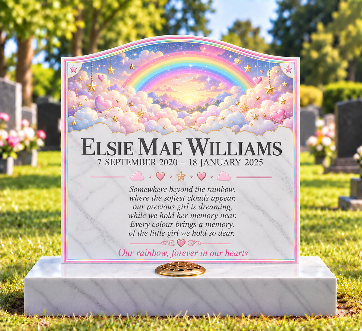 Rainbows, Unicorns & Magic Children's Custom Memorial Designs Design 3, personalised memorial design by Magic Memorials, HD1473