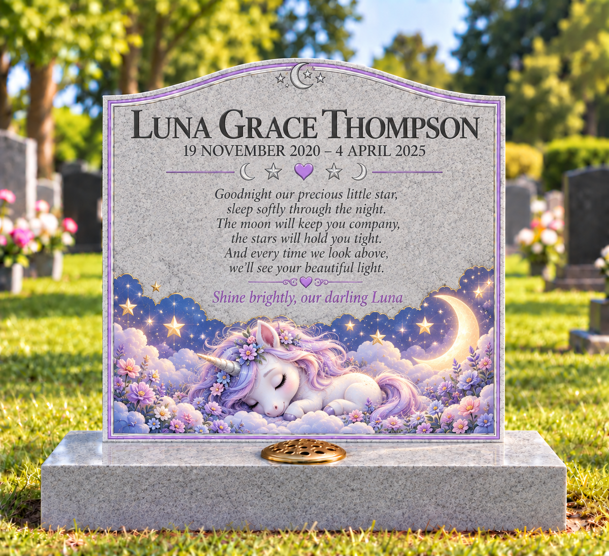 Rainbows, Unicorns & Magic Children's Custom Memorial Designs Design 4, personalised memorial design by Magic Memorials, HD1474