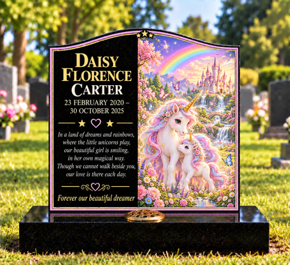 Rainbows, Unicorns & Magic Children's Custom Memorial Designs Design 5, personalised memorial design by Magic Memorials, HD1475