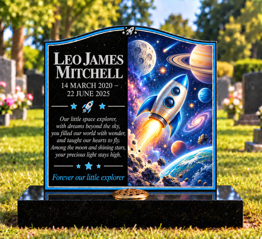 Space & Imagination Children's Custom Memorial Designs Design 2, personalised memorial design by Magic Memorials, HD1497