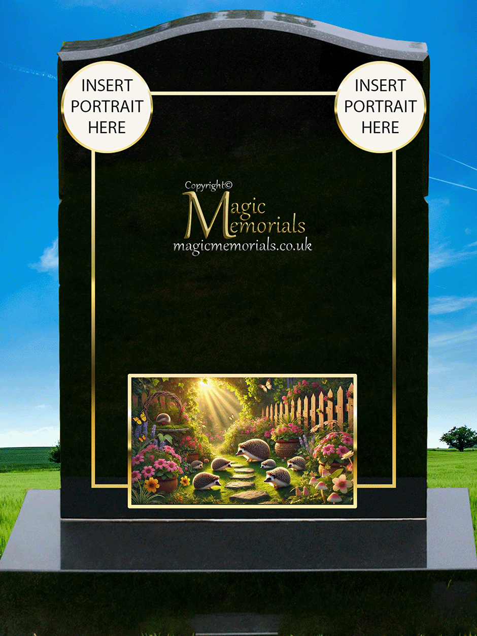 British Wild Animal Memorial Headstone crafted from premium granite, featuring a detailed engraving of native wildlife such as a fox, deer, owl, or badger. A lasting tribute for nature lovers and outdoor enthusiasts.