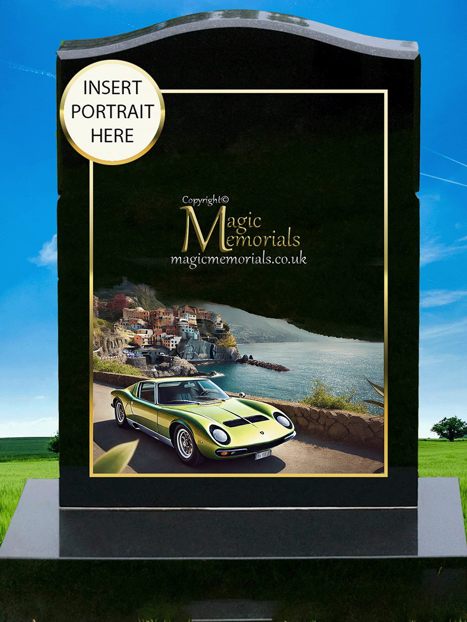 Lamborghini Themed Headstone Memorial