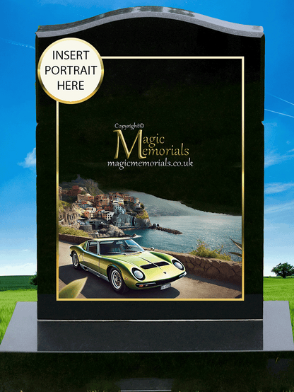 Lamborghini Themed Headstone Memorial