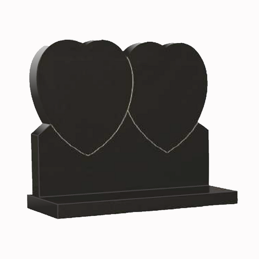 Duovia Double Heart Headstone, granite memorial by Magic Memorials, MM085