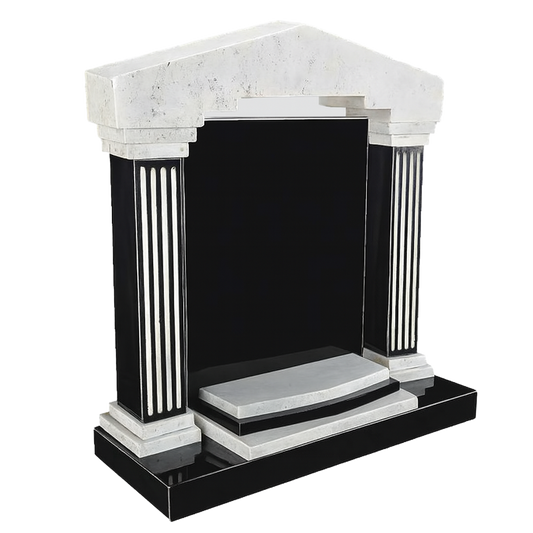 Elysium Temple Islamic Temple Headstone with Columns, granite memorial by Magic Memorials, MM051