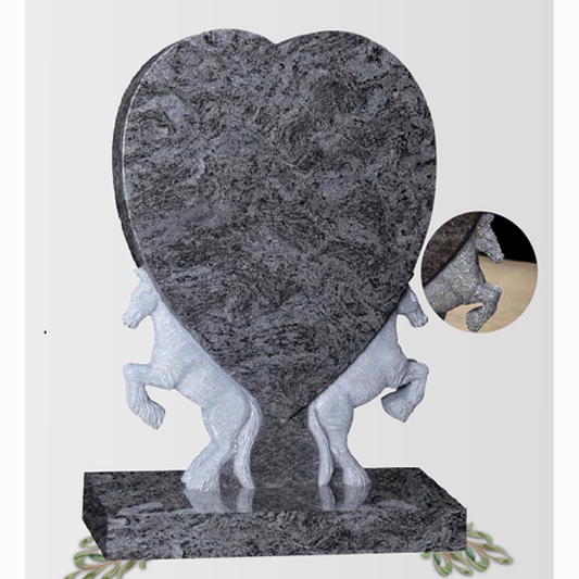 Equina Horse & Heart Headstone, granite memorial by Magic Memorials, MM098
