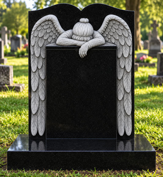Evangeline Swan Neck Granite Headstone, granite memorial by Magic Memorials, MM068