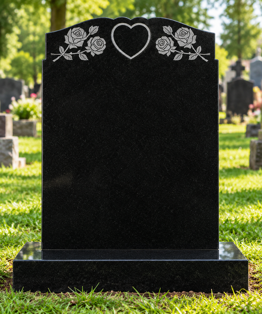 Ever Rose Wing Headstone, granite memorial by Magic Memorials, MM066