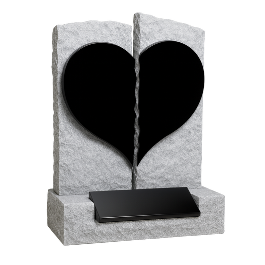 Fractura Natural Rock Broken Heart Headstone, granite memorial by Magic Memorials, MM096