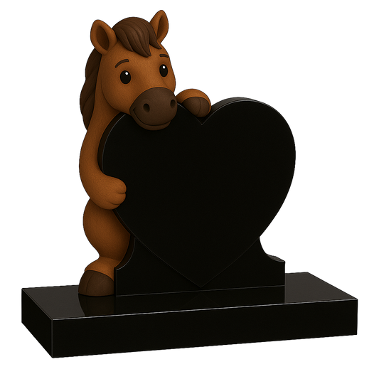 Horse Side-On Heart Children's Memorial, granite memorial by Magic Memorials, MM256