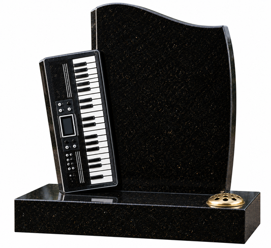 Keysona 3D Keyboard Shaped Granite Headstone, granite memorial by Magic Memorials, MM268