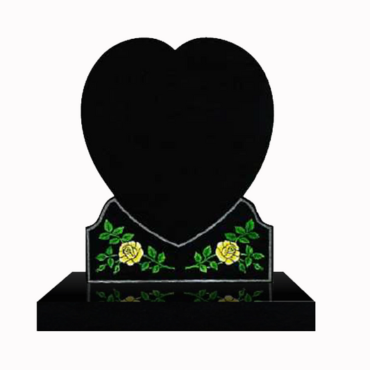 Lovara Heart Headstone with Ogee Shoulders & Roses, granite memorial by Magic Memorials, MM087