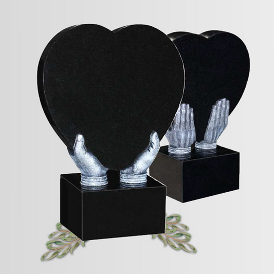 Manora Hand & Heart Granite Cremation Memorial, granite memorial by Magic Memorials, MM154