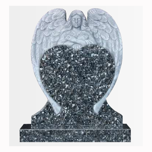 Seraphiel Angel & Heart Headstone, granite memorial by Magic Memorials, MM102