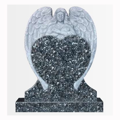 Seraphiel Angel & Heart Headstone, granite memorial by Magic Memorials, MM102