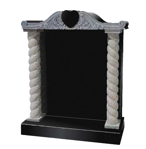Serenade Barley Twist Column Headstone with Curved Canopy, granite memorial by Magic Memorials, MM021