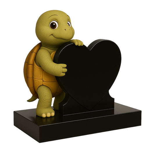 Tortoise Side-On Heart Children's Memorial, granite memorial by Magic Memorials, MM261