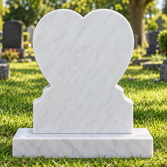 Trilisse Heart Headstone, granite memorial by Magic Memorials, MM092