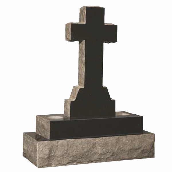 Trinity Natural Rock Cross Headstone, granite memorial by Magic Memorials, MM034