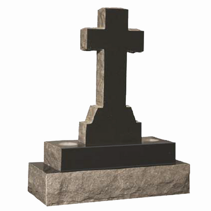 Trinity Natural Rock Cross Headstone, granite memorial by Magic Memorials, MM034