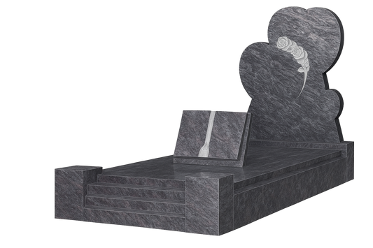 Trivessa Triple-Heart Granite Kerb Set Memorial, granite memorial by Magic Memorials, MM131