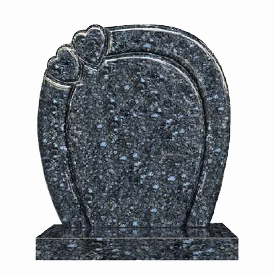 Valentia Heart Detail Headstone with Horseshoe Panel, granite memorial by Magic Memorials, MM046