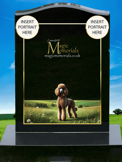 Poodle Lover Memorial Headstone crafted from premium granite, featuring high-resolution Poodle imagery and a personalised inscription. A timeless and elegant tribute for Poodle owners and dog lovers.