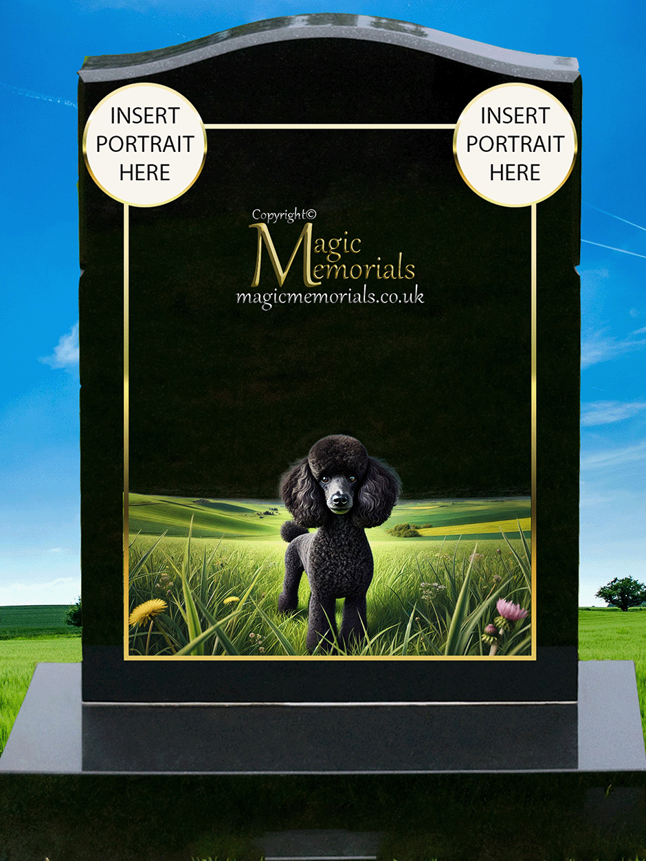 Poodle Lover Memorial Headstone crafted from premium granite, featuring high-resolution Poodle imagery and a personalised inscription. A timeless and elegant tribute for Poodle owners and dog lovers