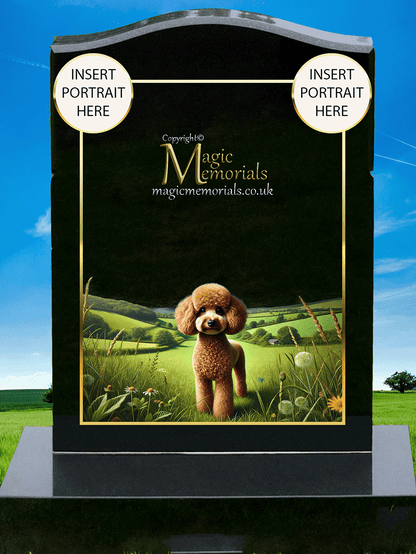 Poodle Lover Memorial Headstone crafted from premium granite, featuring high-resolution Poodle imagery and a personalised inscription. A timeless and elegant tribute for Poodle owners and dog lovers