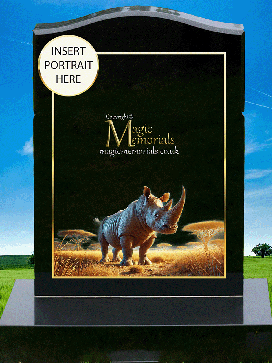 Wild animal memorial headstone crafted from premium granite, featuring a beautifully detailed engraving of a lion, tiger, or wolf. A powerful tribute for wildlife enthusiasts and those who admired nature’s most majestic creatures.